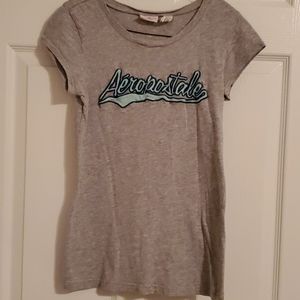 Aeropostale slim fit logo tee, gray, size Medium